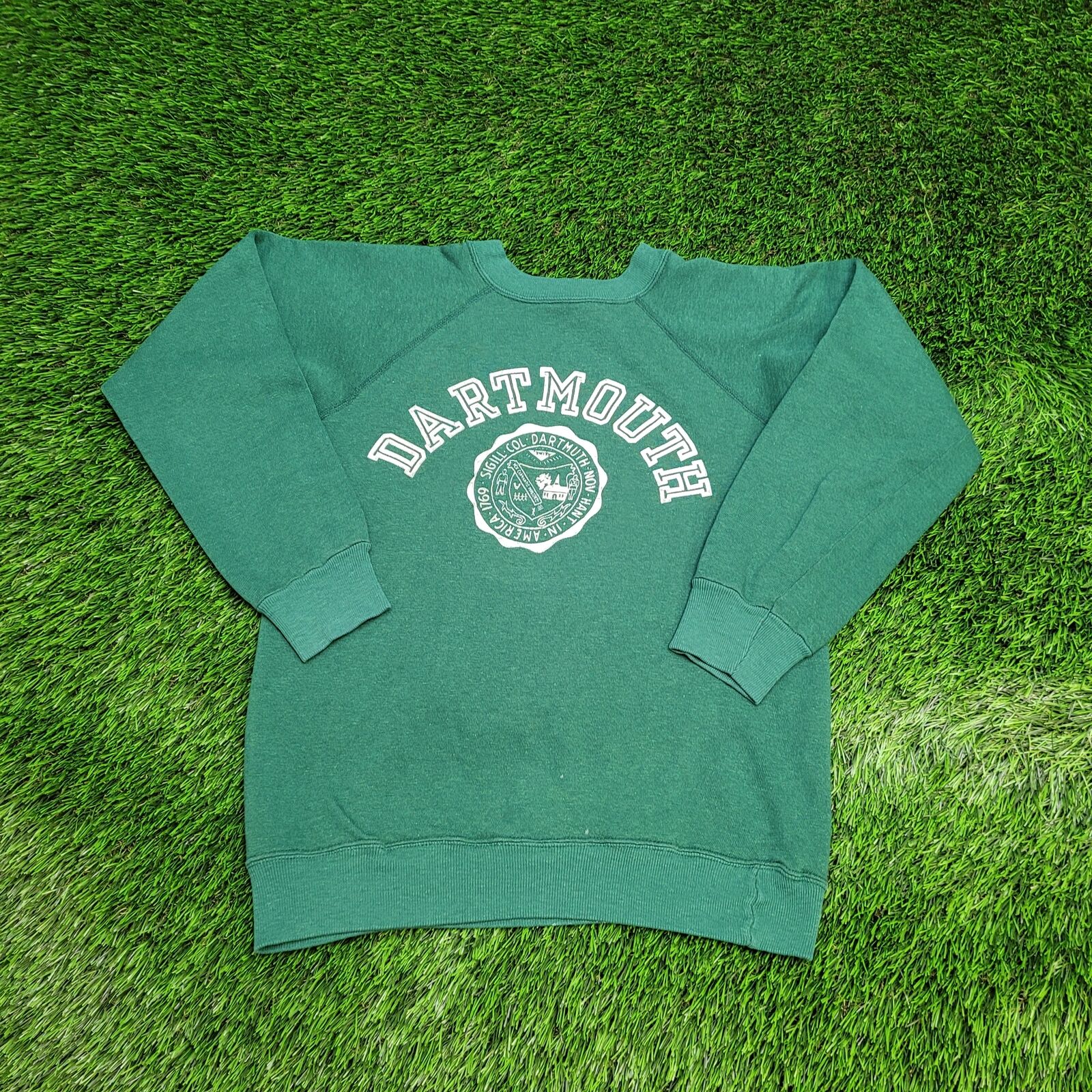 Vintage 80s Champion x Dartmouth College Sweatshirt S Faded Green Spellout Arch