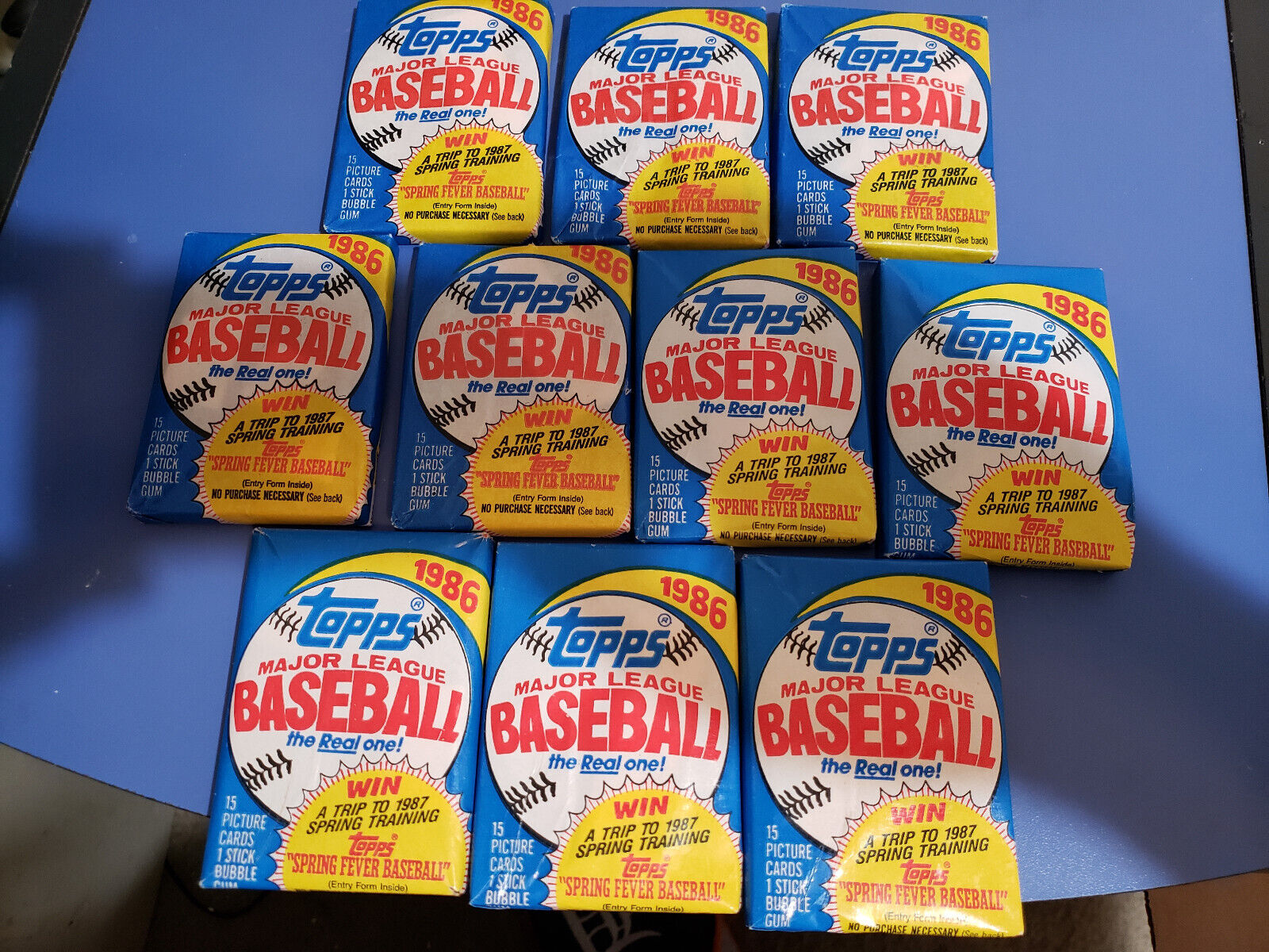 10 Unopened 1986 Topps Baseball Card Wax Packs