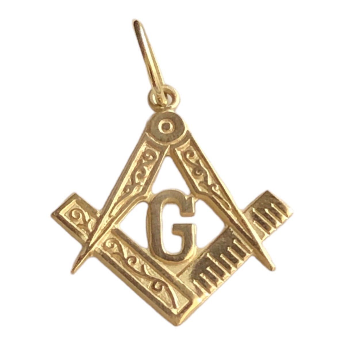 Pure 18K Gold Mason Symbol Pendant Masonic Small 0.79 in 1.9 grams