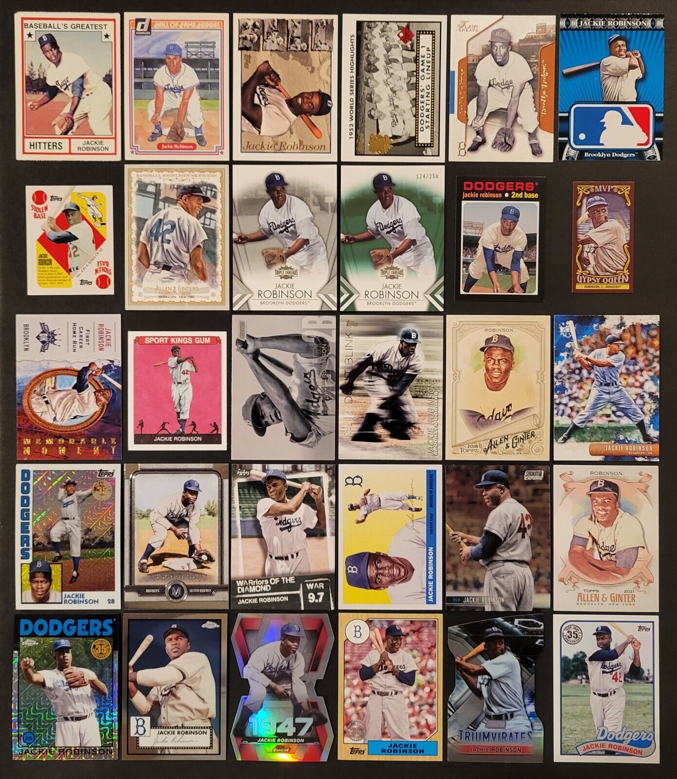 Lot of 30 Different JACKIE ROBINSON Baseball Cards HOF 1982-2024 BB3270