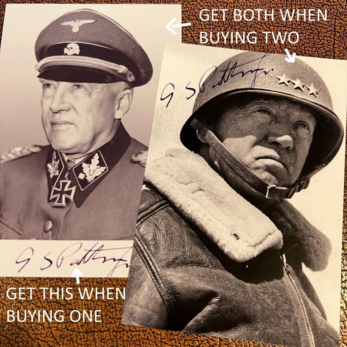 George Patton as American General and German Gruppenfuhrer- signed photograph