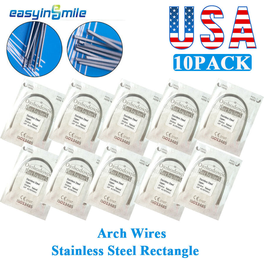 200Pcs Dental Orthodontic Arch Wires Stainless Steel Rectangle Super Elastic U/L