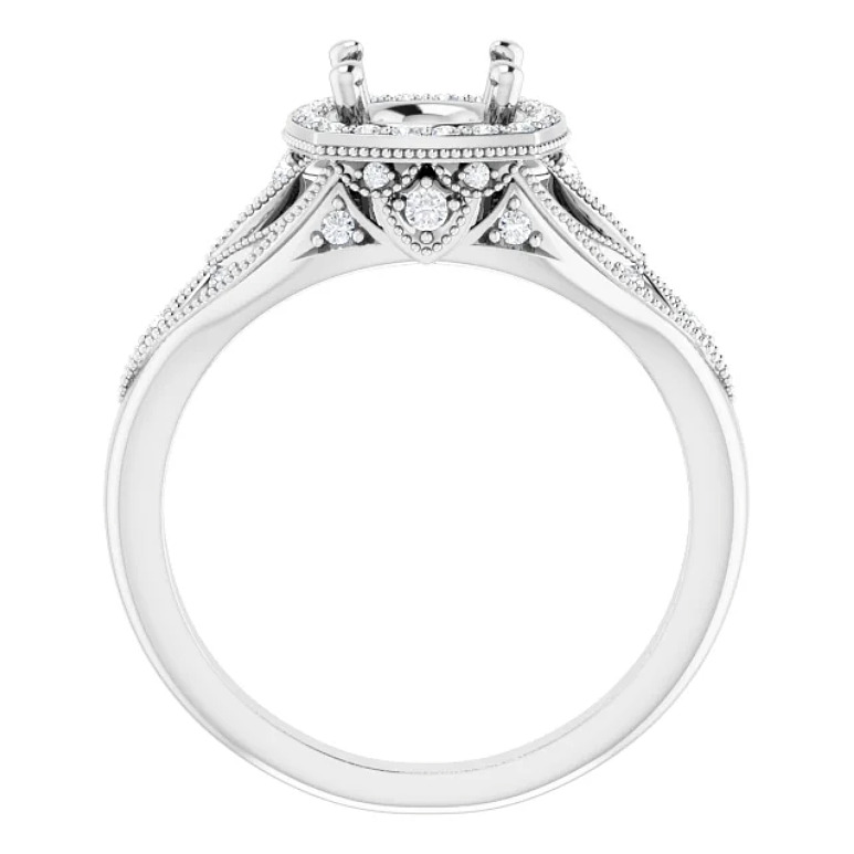 Vintage Royal Court Round 7mm Natural Diamond Lady Ring Semi-Mount 14K Gold Gift
