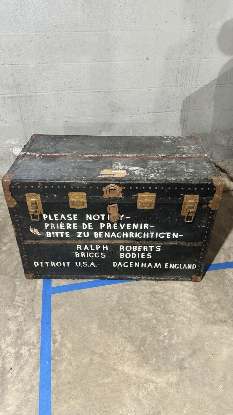Antique Steamer Trunk Vintage Travel Luggage Storage 39x22x25 