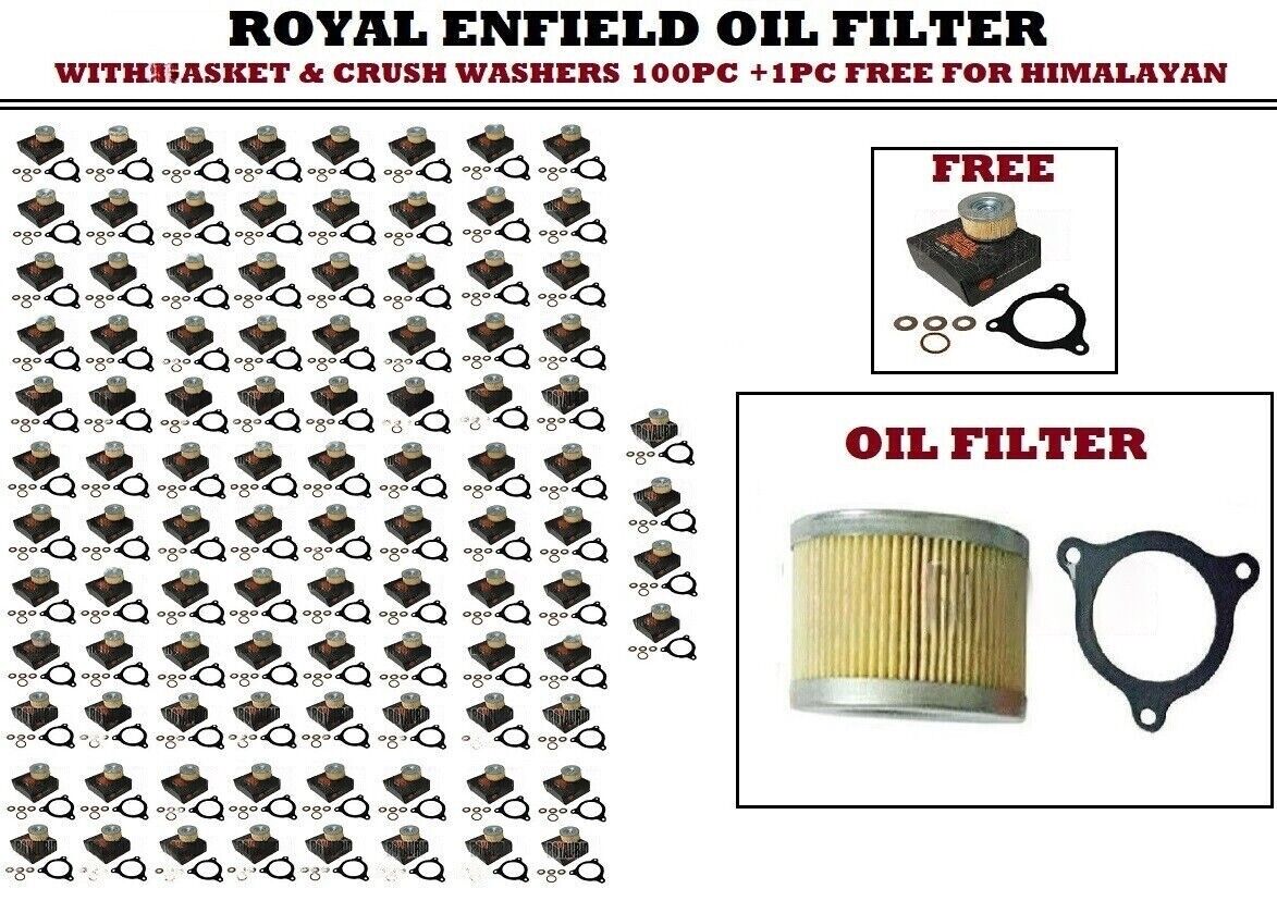 FITS ROYAL ENFIELD HIMALAYAN OIL FILTER / GASKET & CRUSH WASHERS 100PC