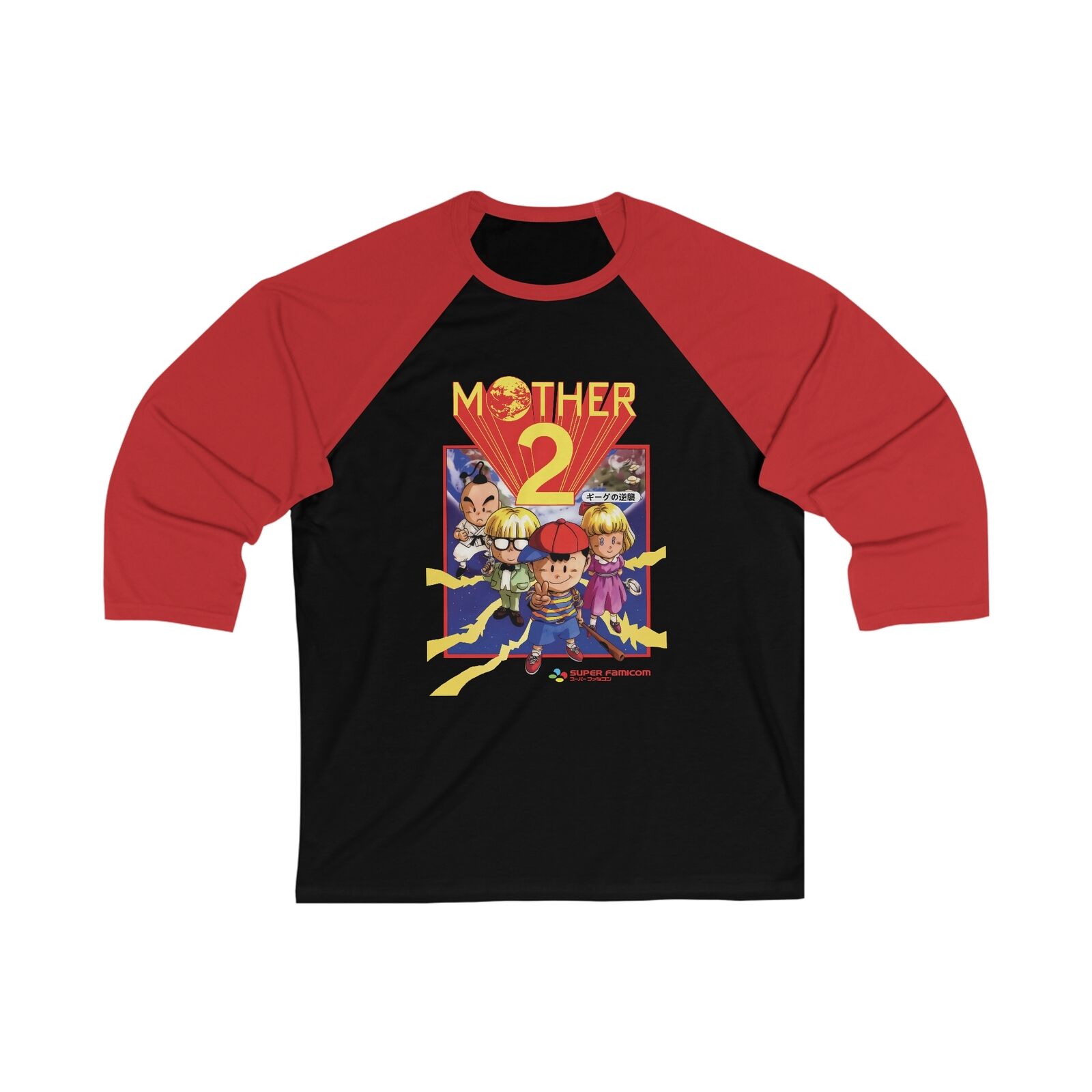 Mother 2 Earthbound [v3] - 3/4 Sleeve Baseball Shirt - Ness Lucas Smash Bros PK