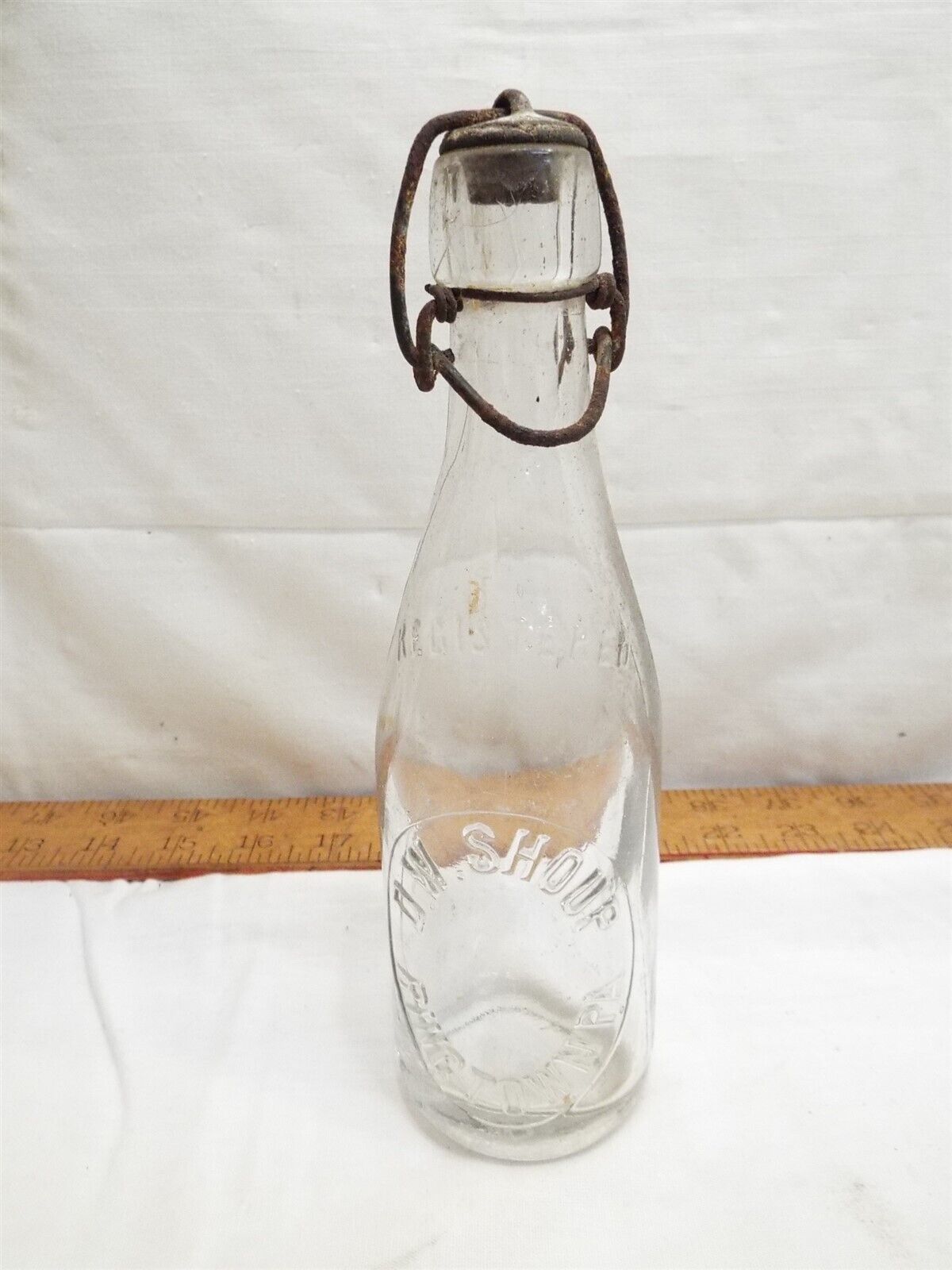 Antique Glass D.W Shoup Blob Top Soda Beer Bottle Ringtown PA Schuylkill County