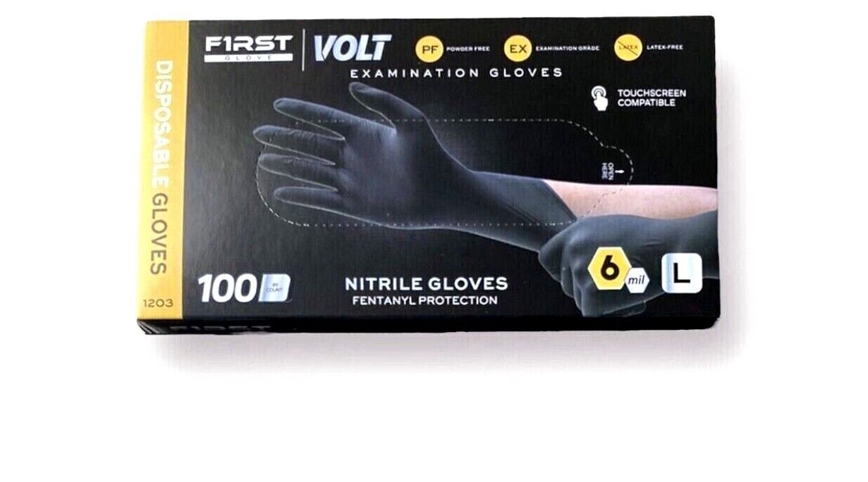 First Glove 6 Mils Black Nitrile Gloves Latex & Powder Free Heavy Duty Gloves