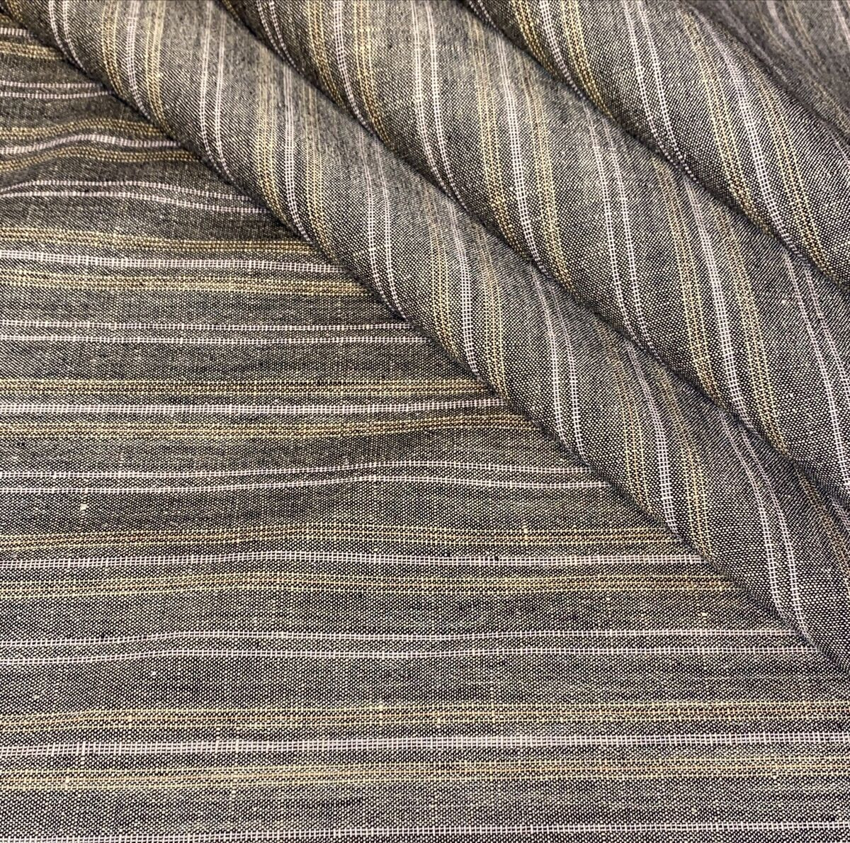 Rare Vintage 100% Silk Striped Fabric By The Yard