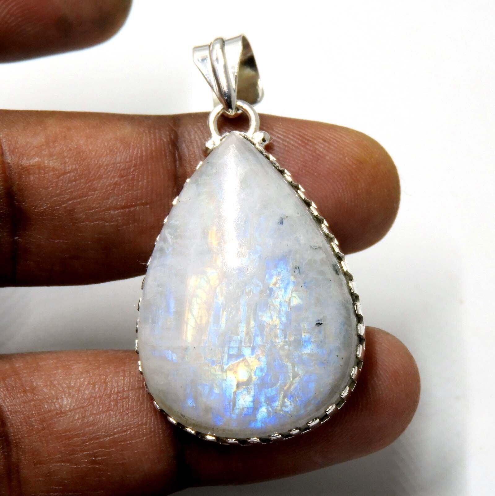 Rainbow Moonstone 925 sterling silver Plated Handmade jewelry 12 Gm-H50