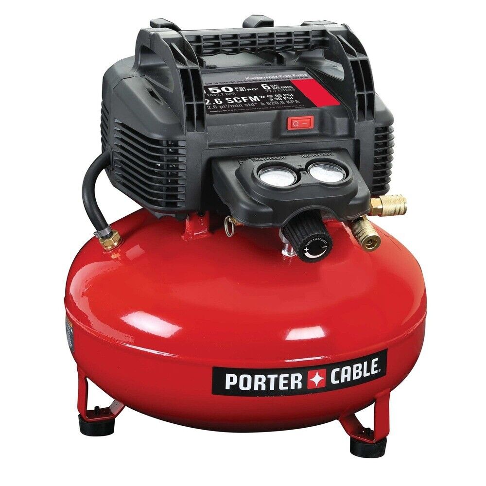 Porter-Cable C2002ECOM 0.8 HP 6 gal. Oil-Free Pancake Air Compressor New