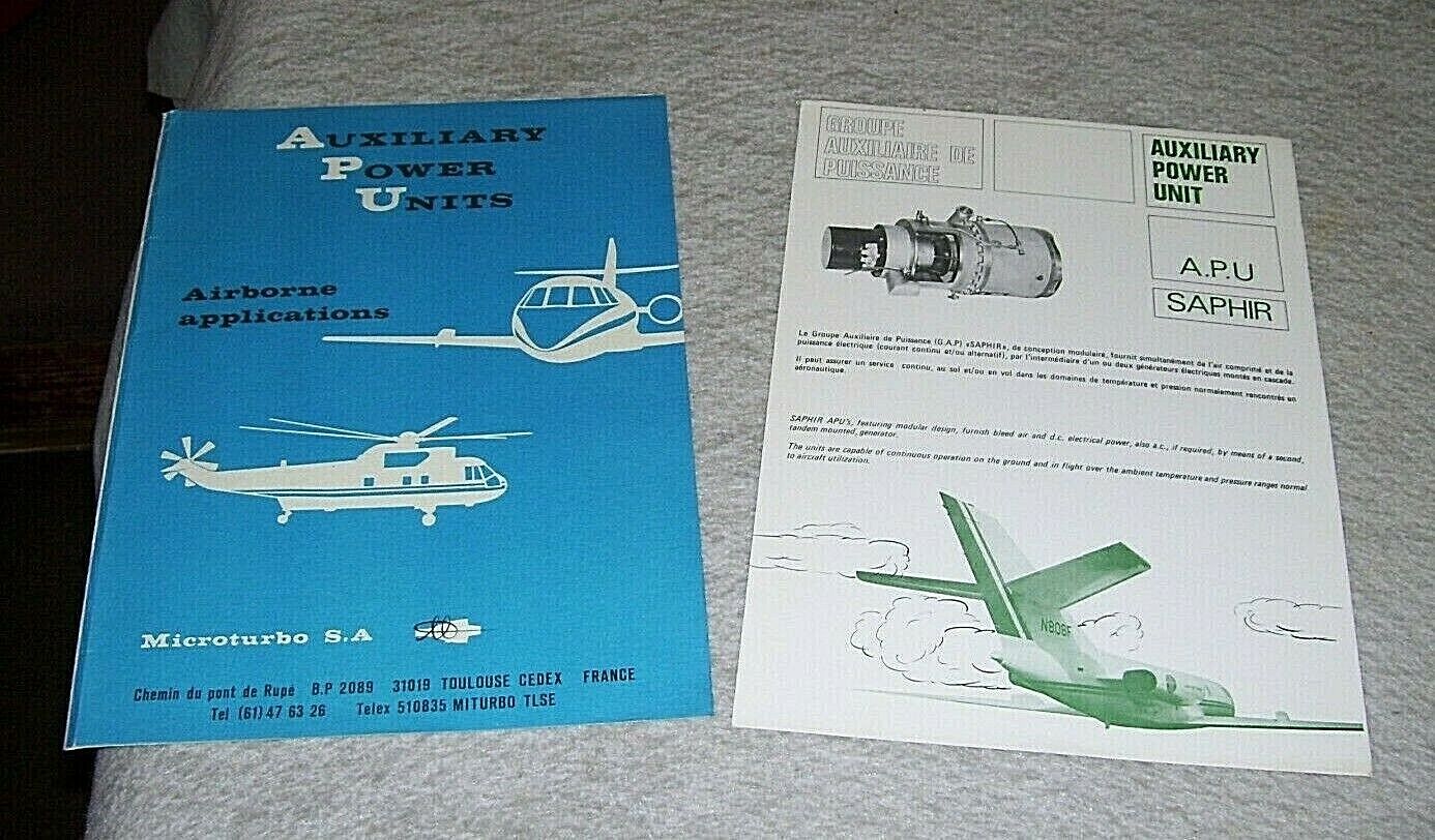 Microturbo S.A. AUXILIARY POWER UNITS AIRBORNE A.P.U. SAPHIR LEAFLET Not dated