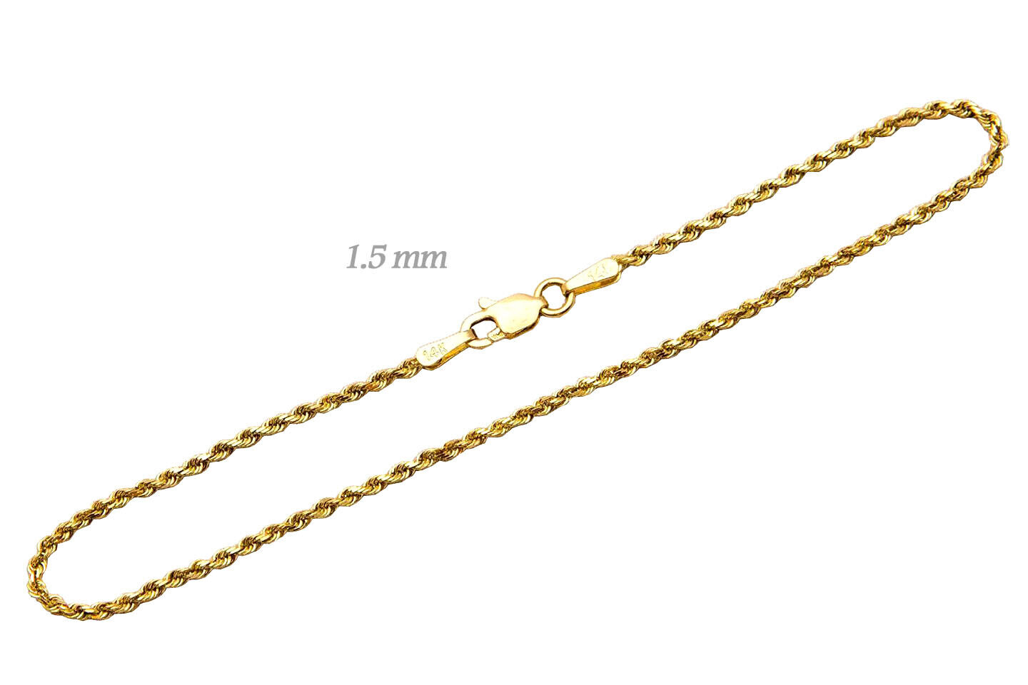 14k Solid Yellow Gold Rope Chain Necklace Bracelet 1mm-10mm Men Women Sz 7