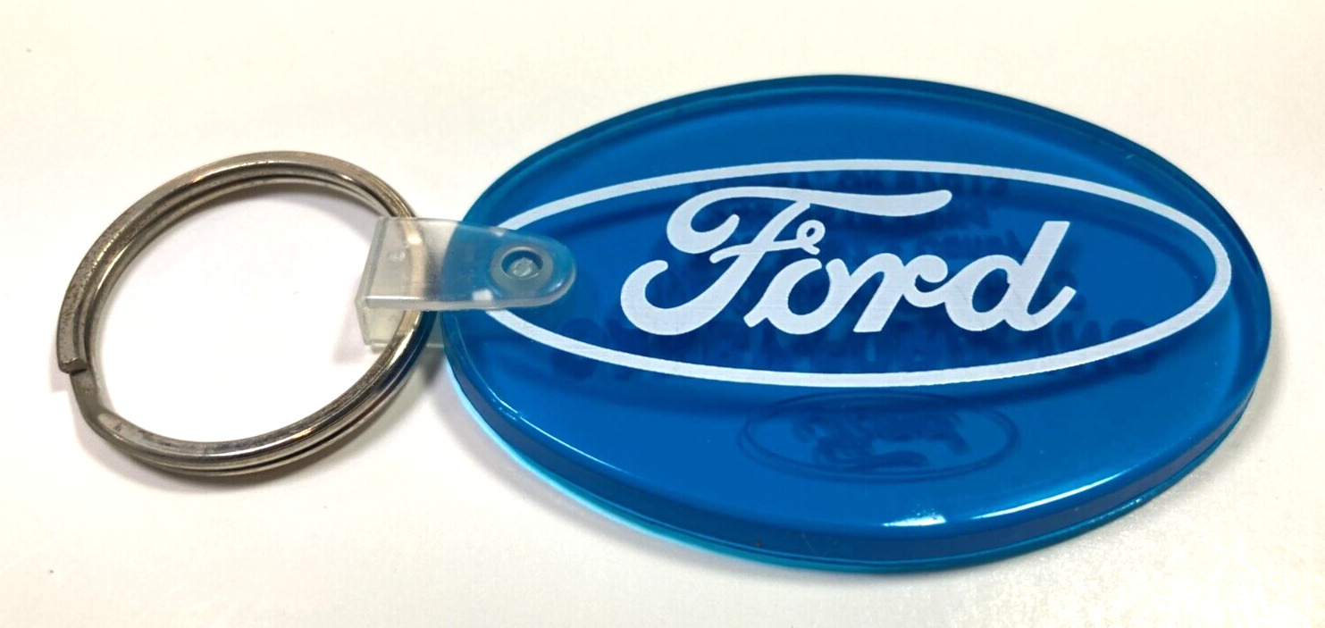 Vintage FORD Blue RUBBER OVAL KEYCHAIN Canby OREGON Portland Key Fob Ring Truck