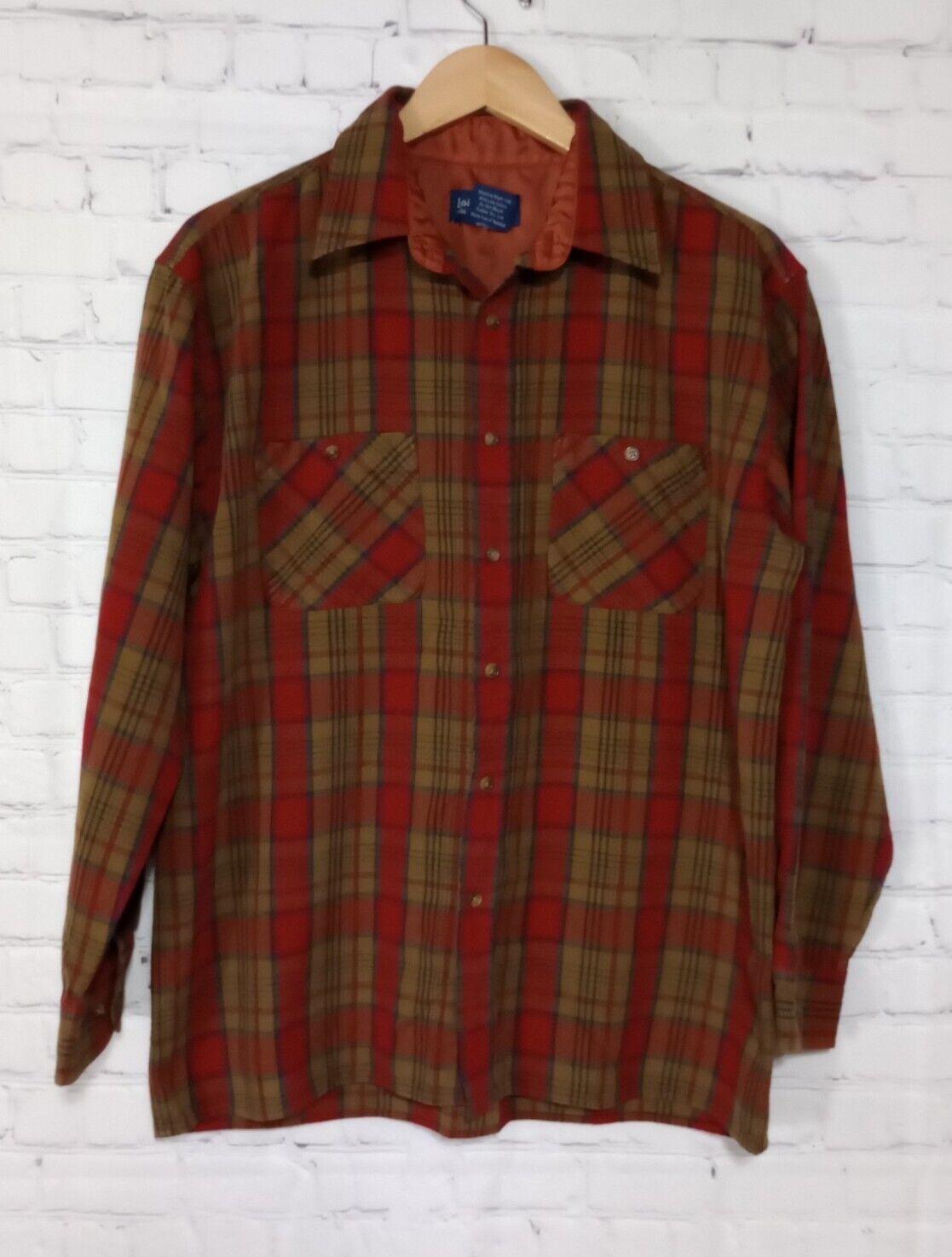 VTG John Blair Men\'s Size Medium Reg Shirt Plaid Flannel Long Sleeve Button Up 