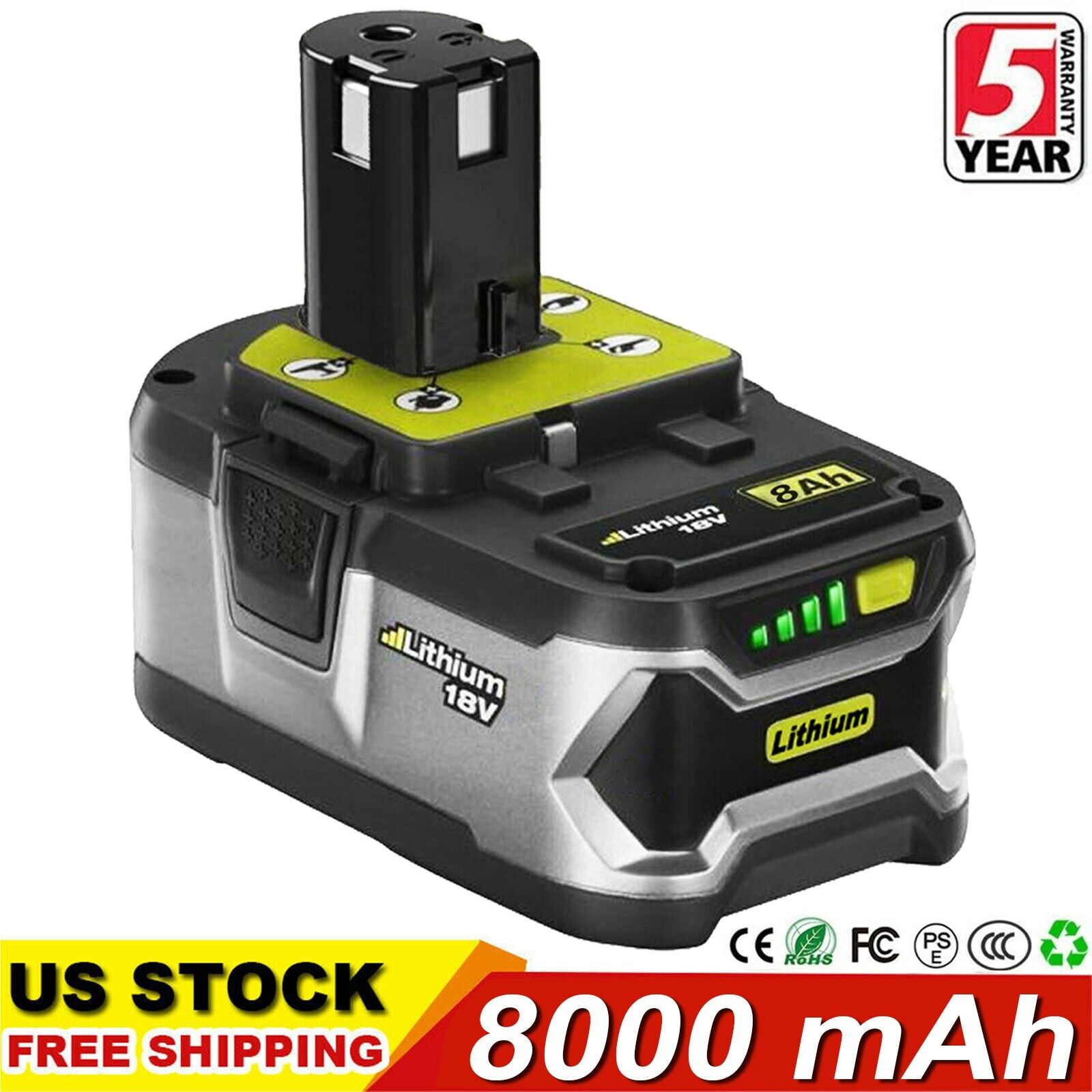 8.0Ah For RYOBI P108 18V 18 Volt One+ Plus High Capacity Lithium-ion Battery NEW