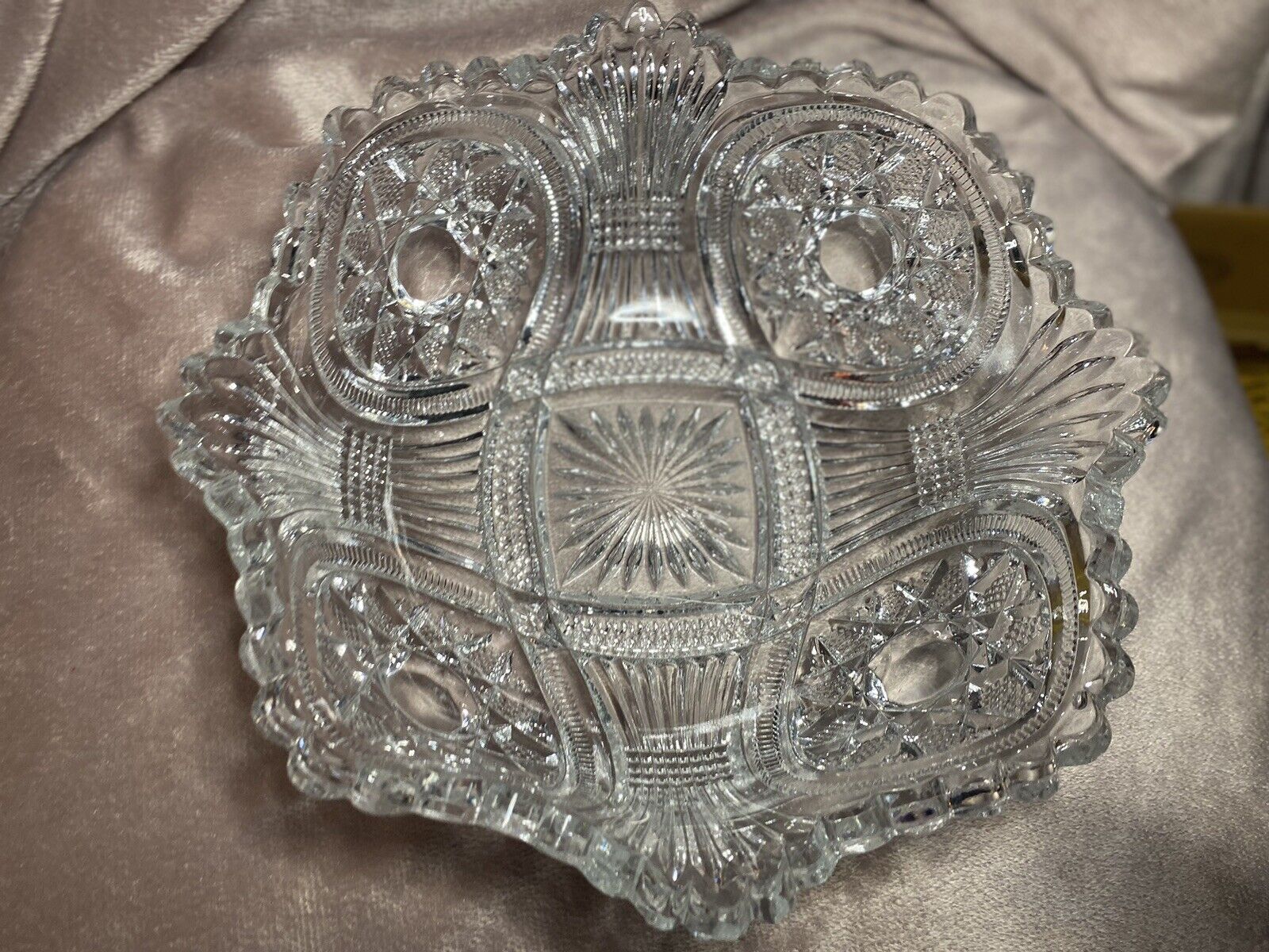 Antique American Brilliant Period ABP Clear Cut Glass Fruit Bowl