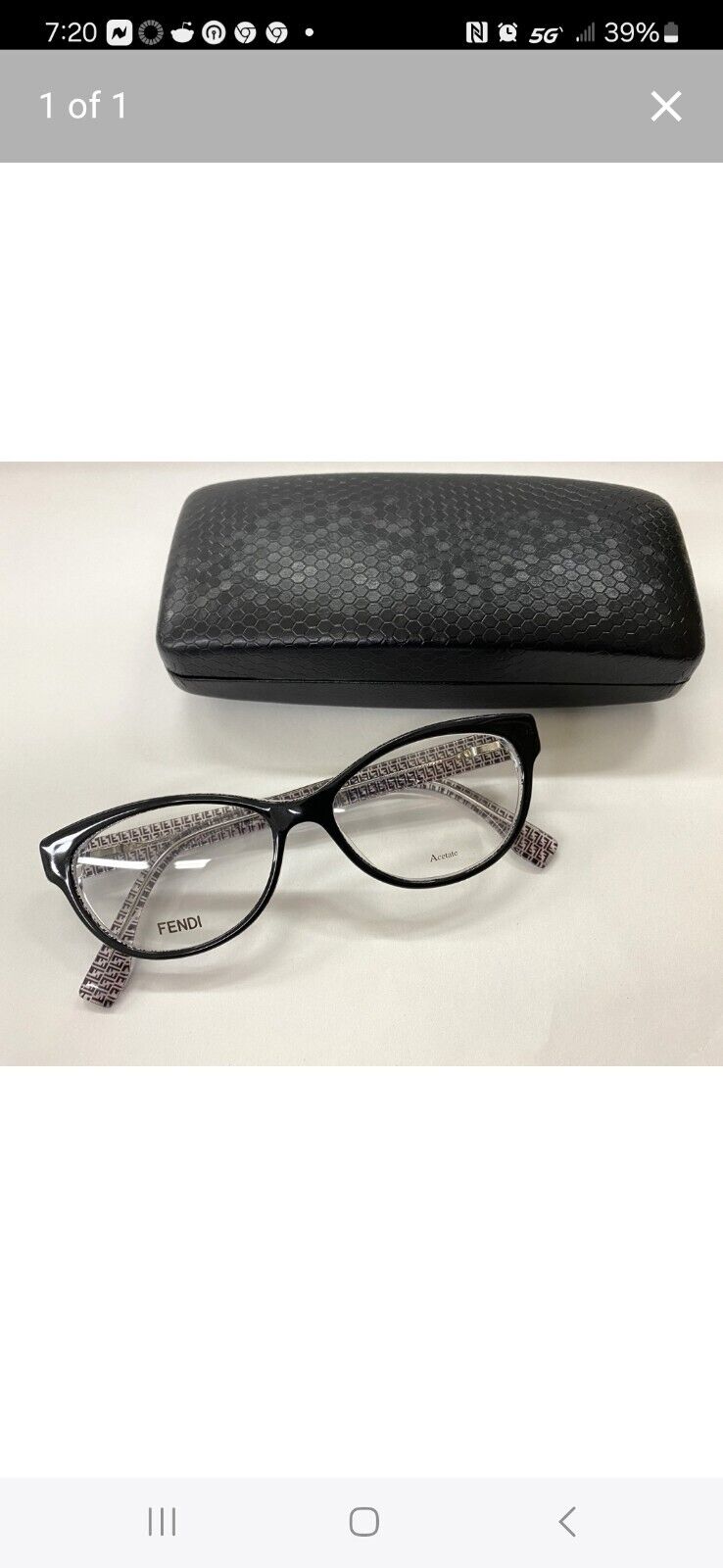 Fendi FF0109 6ZV Cat Eyeglasses Black Clear Monogram 140mm Nice