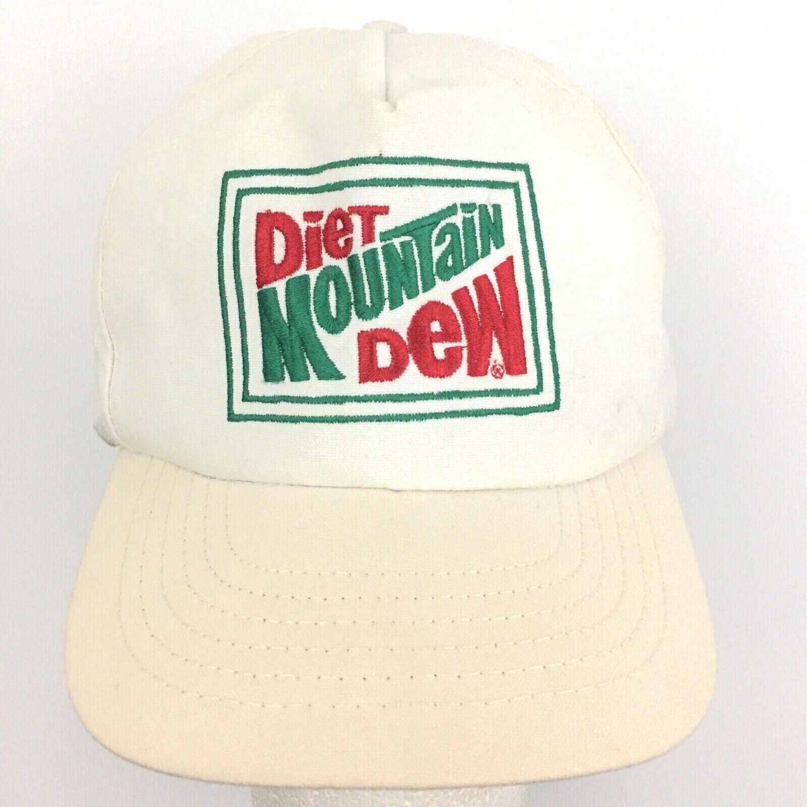 Vtg Diet Mountain Dew Hat USA Logo Soda Soft Drinks Snap Back Trucker Dad Cap