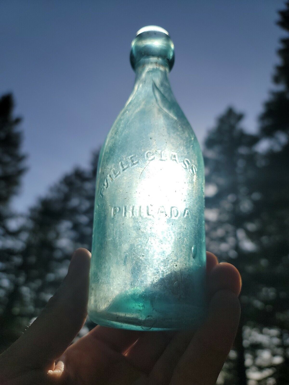 Old Philadelphia Soda Bottle Antique  green Aqua \
