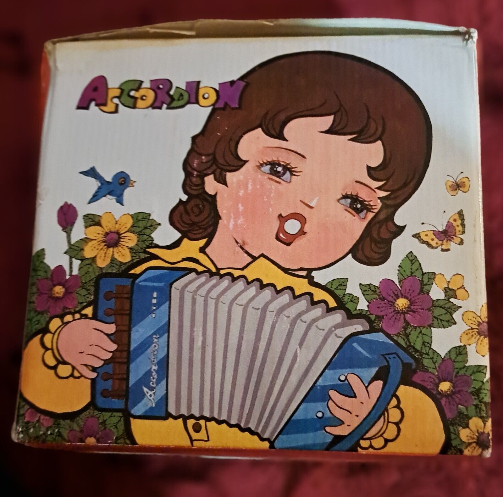 Vintage Golden Cup Child\'s Accordion Toy With Box And Instructions