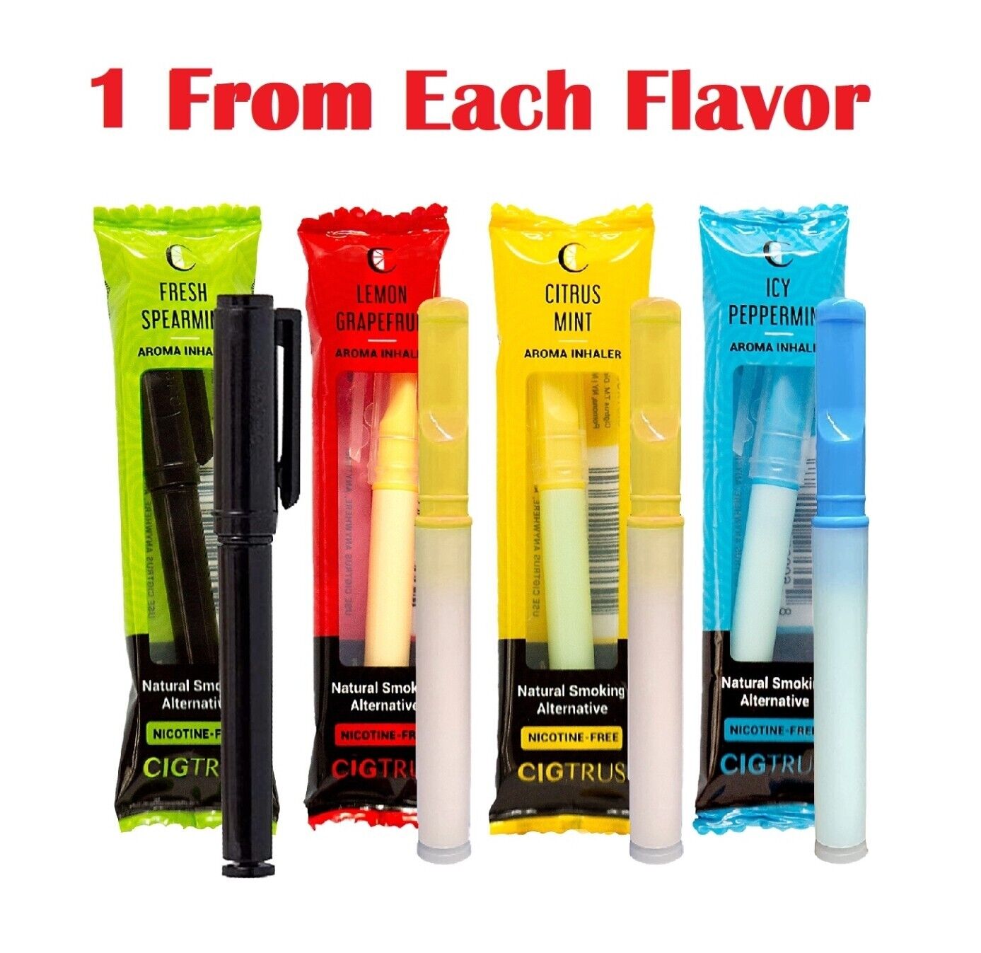 Quit Smoking Essential Oils Nicotine Free Oxygen Inhaler 4 Flavor Variety Pack