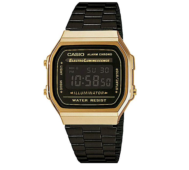 Casio Vintage Collection Men\'s Gold/Black Digital Wristwatch (A168WEGB1BVT) New