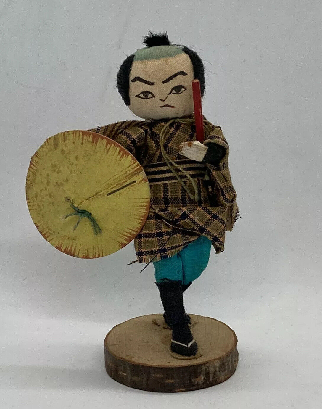 Rare 1950s Japanese Samurai Doll Figurine Wood Handmade Japan Art Decor  22