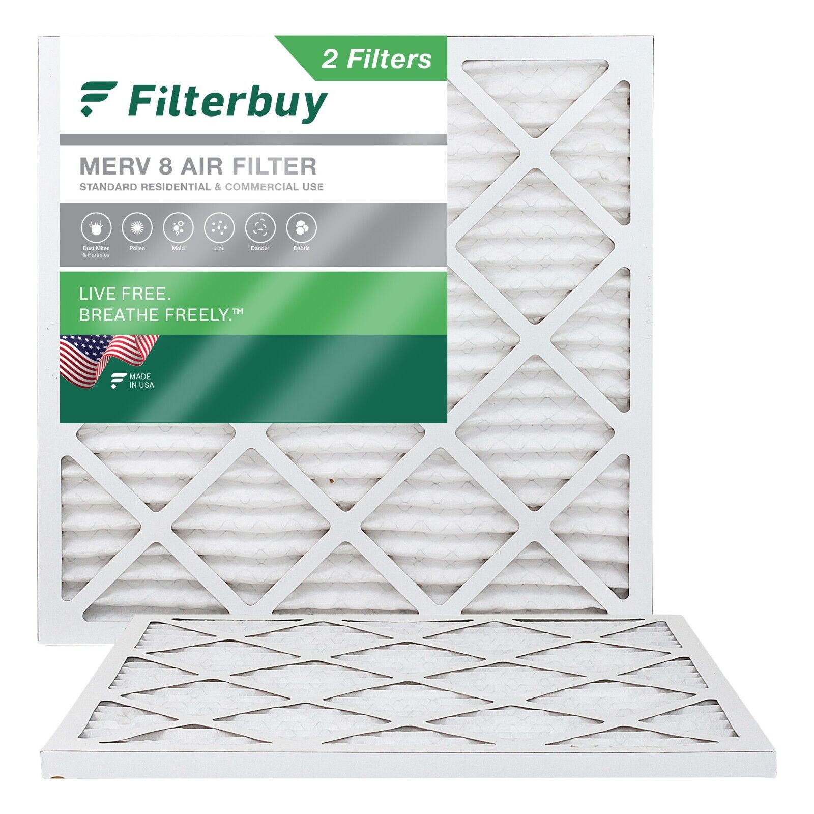 Filterbuy 12x12x1 Pleated Air Filters, Replacement for HVAC AC Furnace (MERV 8)