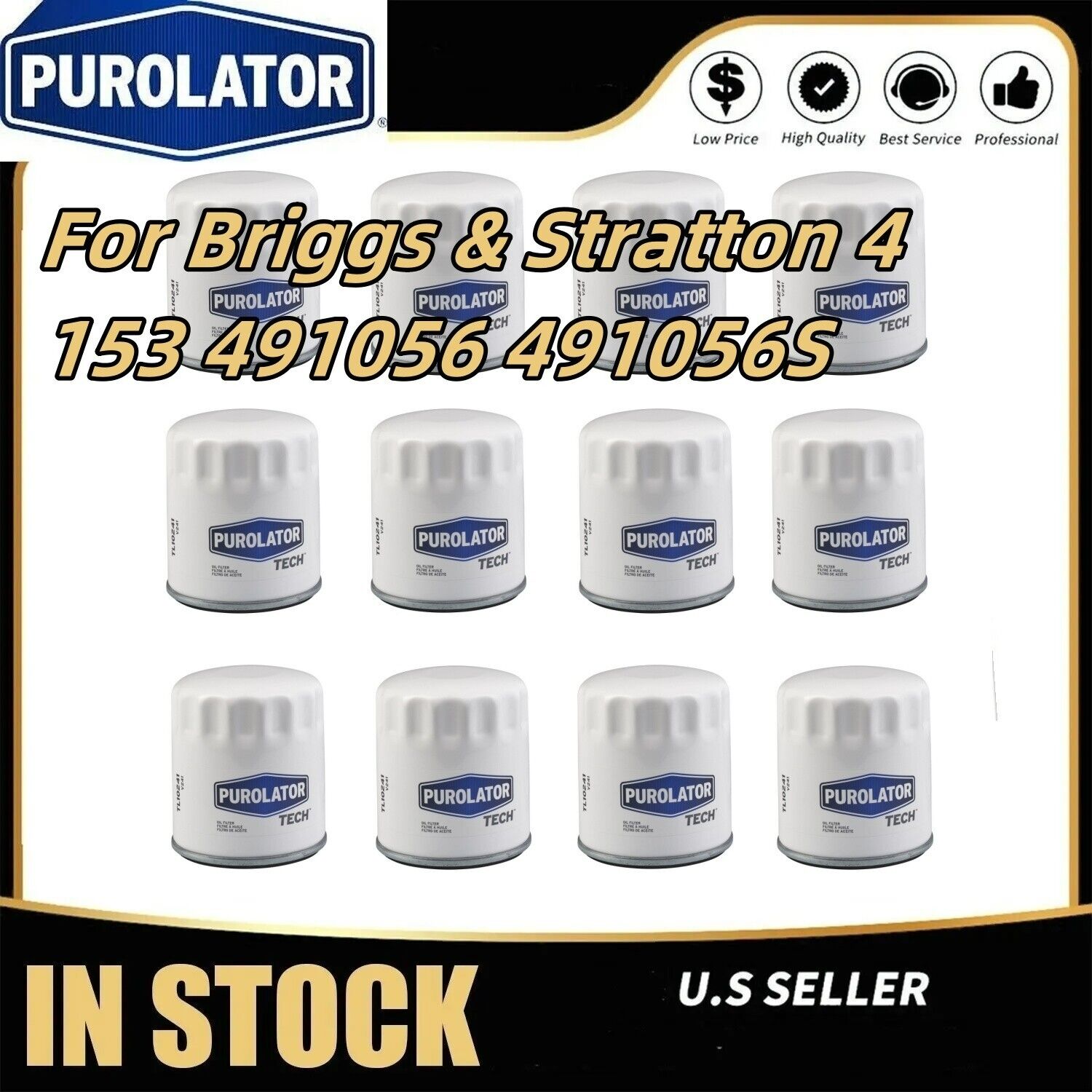 12-Oil Filters For Briggs & Stratton 4153 491056 491056S