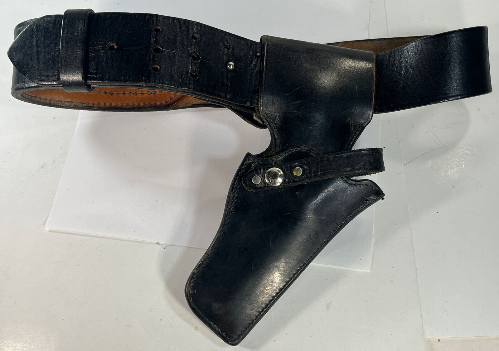 Vintage Safariland Leather Belt And Holster Black Md/Fr 10 NICE