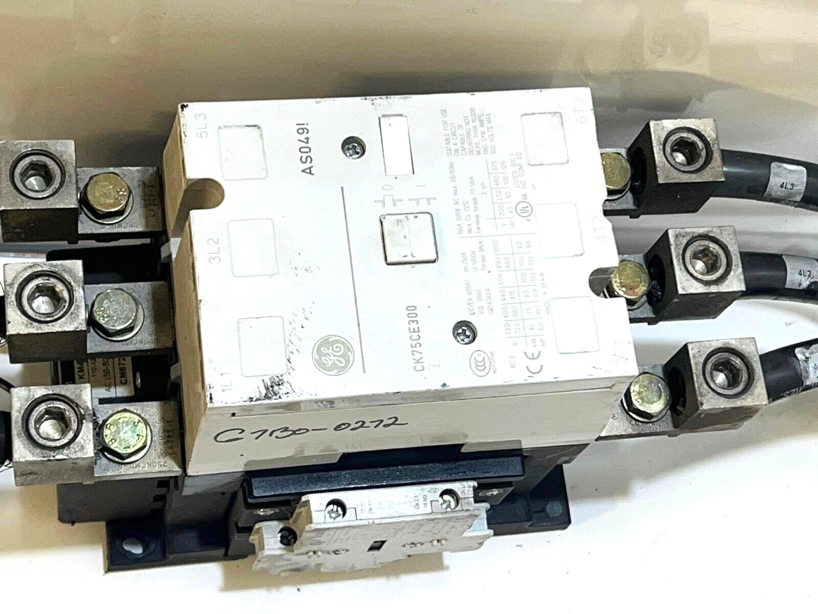GE 140 AMP 3 Pole 600V 60HZC Contactor CK75CE300 W/CABLES