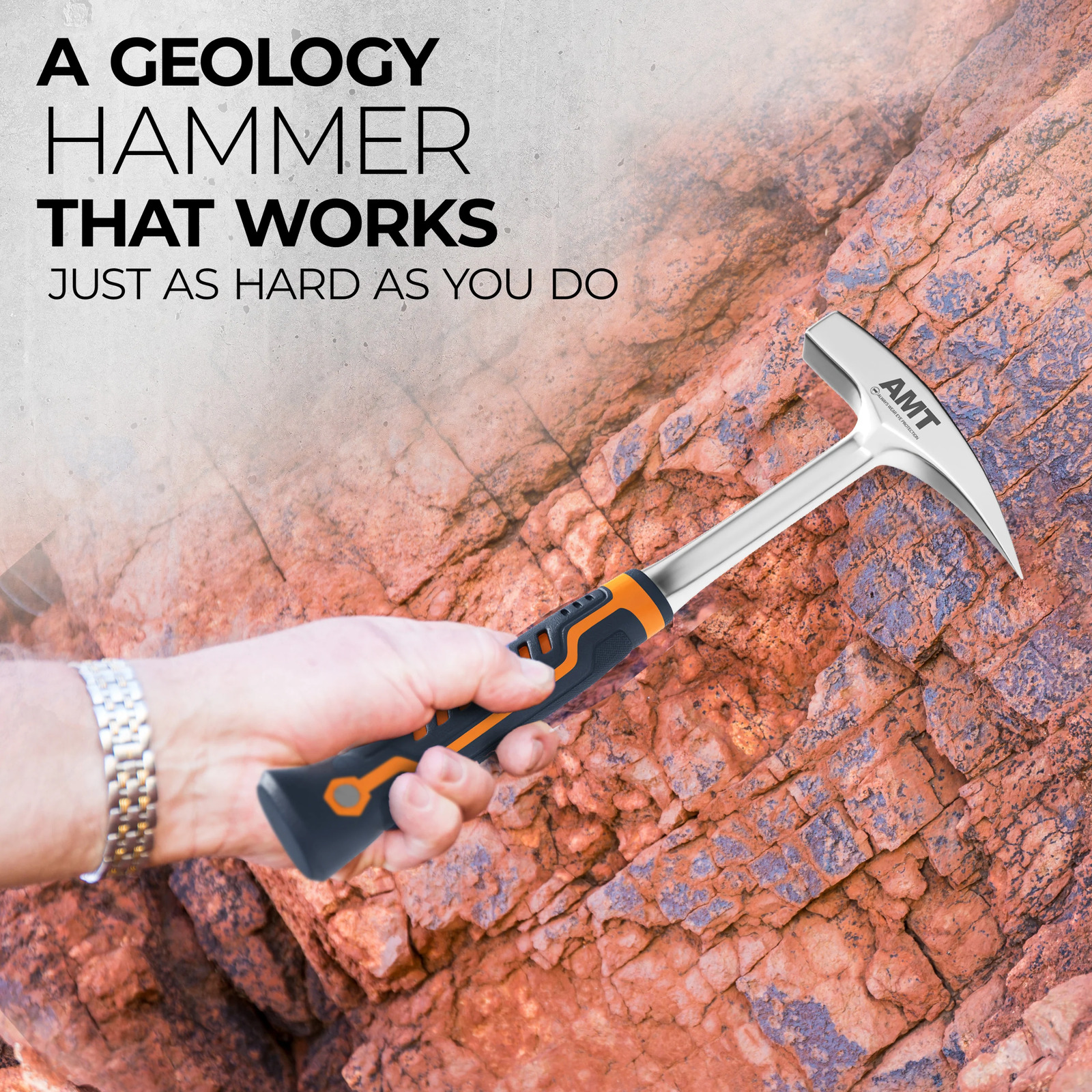 American Mutt Tools Rock Hammer – Heavy Duty 22oz Rock Pick Hammer – Geology Ham