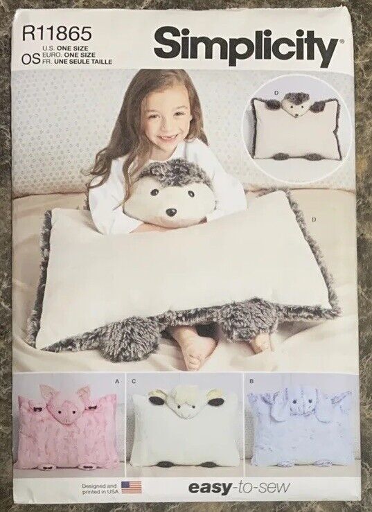 Simplicity Sewing Pattern R11865 Plush Animal Pillow Cases One Size