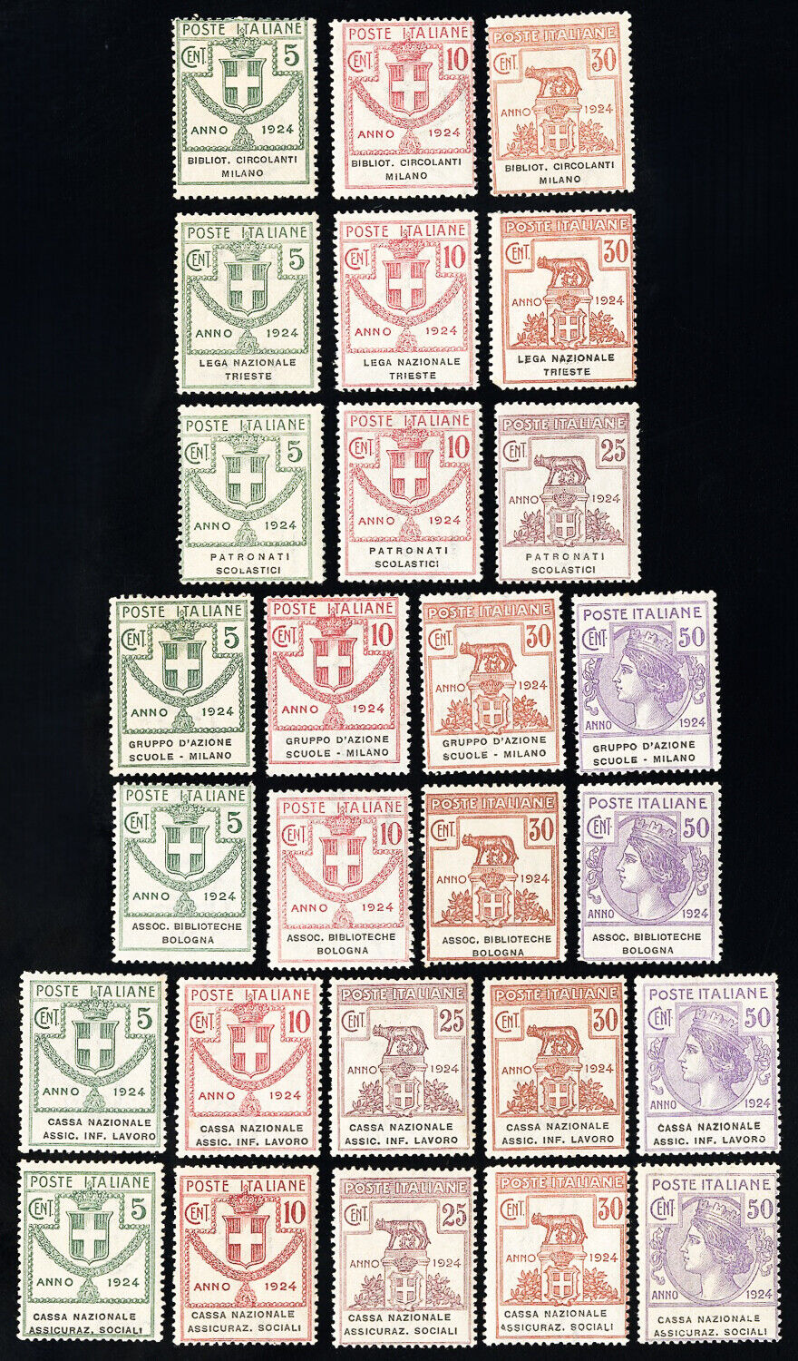 Italy Stamps MLH VF MI1//69 Rare Franchise Provisional Towns $1,300 Euro
