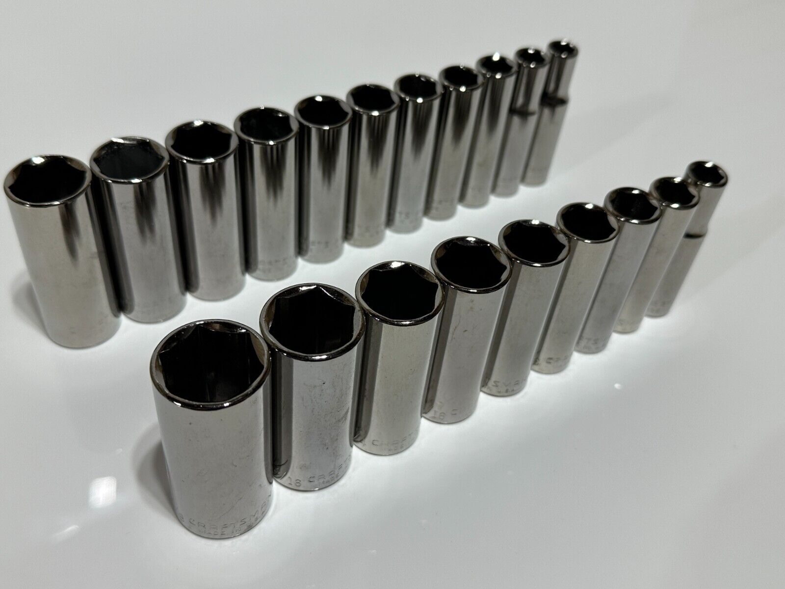 NEW Craftsman USA G 20pc Deep 6 Point Socket Set, Metric 9-19mm & SAE 3/8 to 7/8