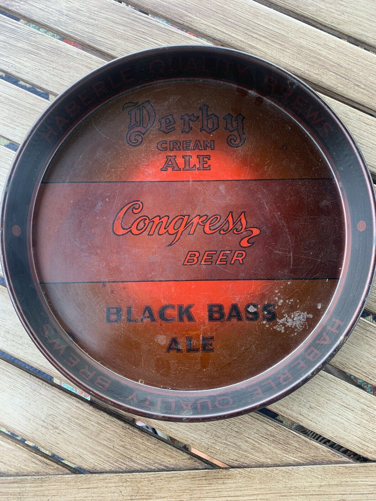 Old Congress Beer Tin Serving Tray Haberle Congress Brewing Co. Syracuse NY