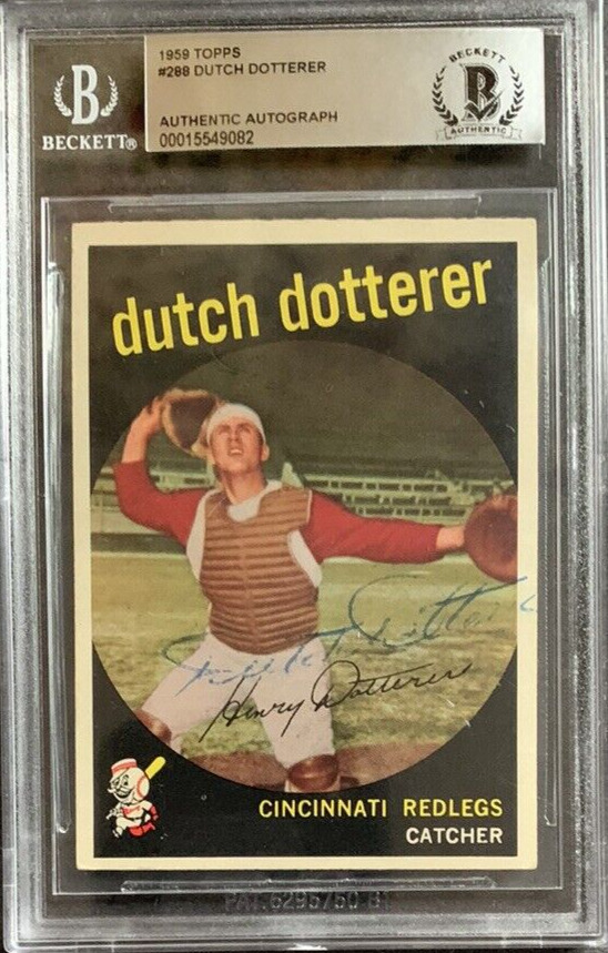 Dutch Dotterer (d.1999) Cincinnati Reds Autographed Signed 1959 Topps #288 BAS