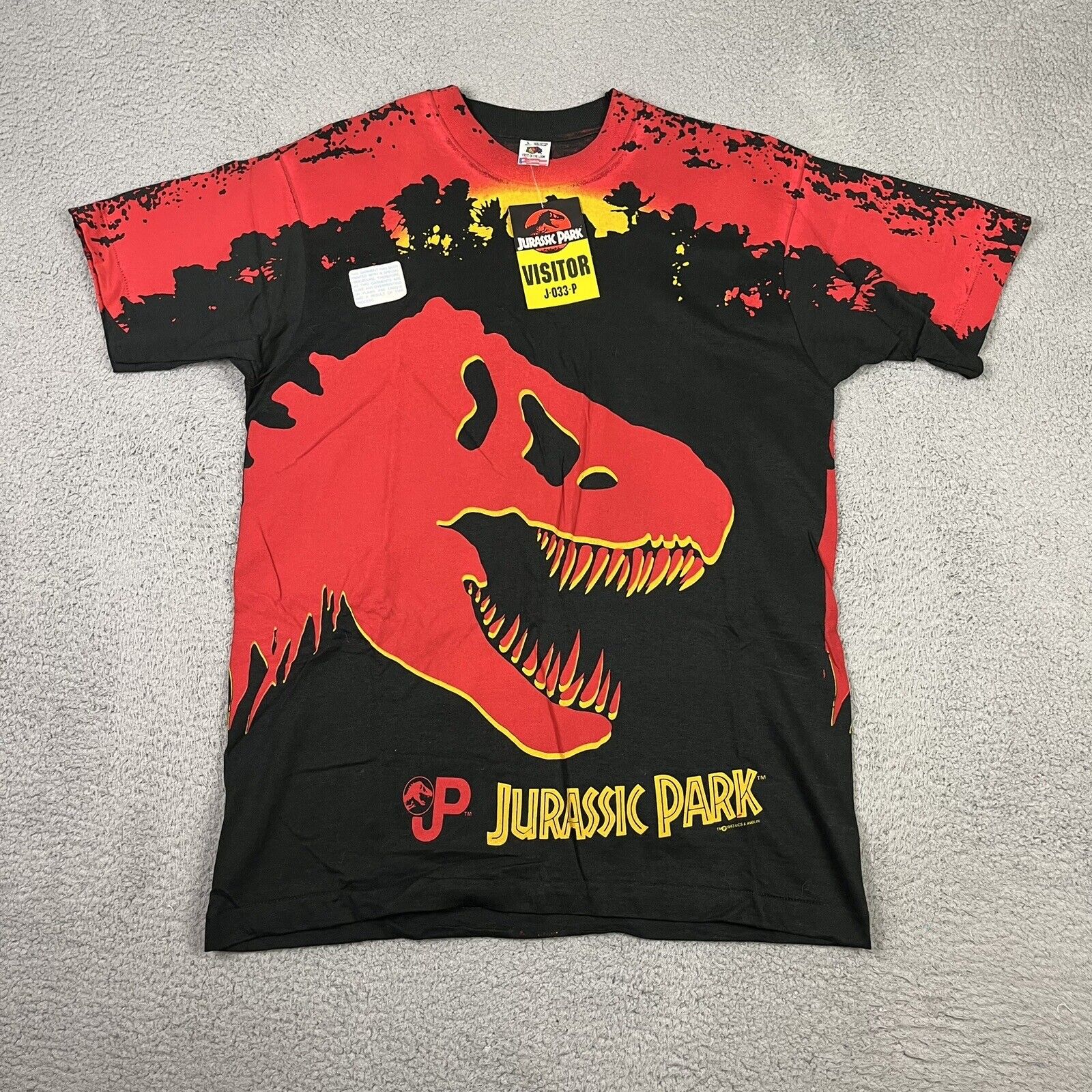 Vintage Jurrasic Park Shirt Mens Large All Over Print NEW Deadstock 1993