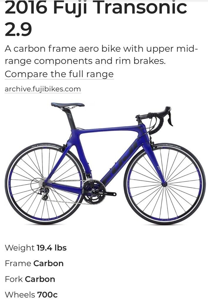 2016 Fuji Transonic 2.9 Carbon Frame Road Bike