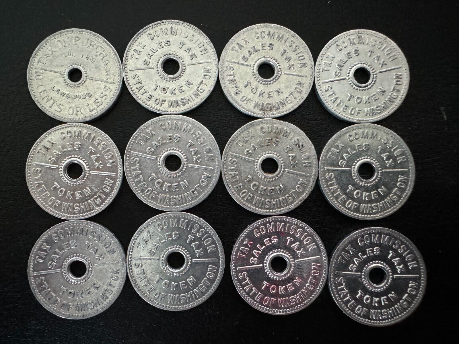 Lot Of 12 State Of Washington Sales Tax Commission Tokens  1930s 1940s