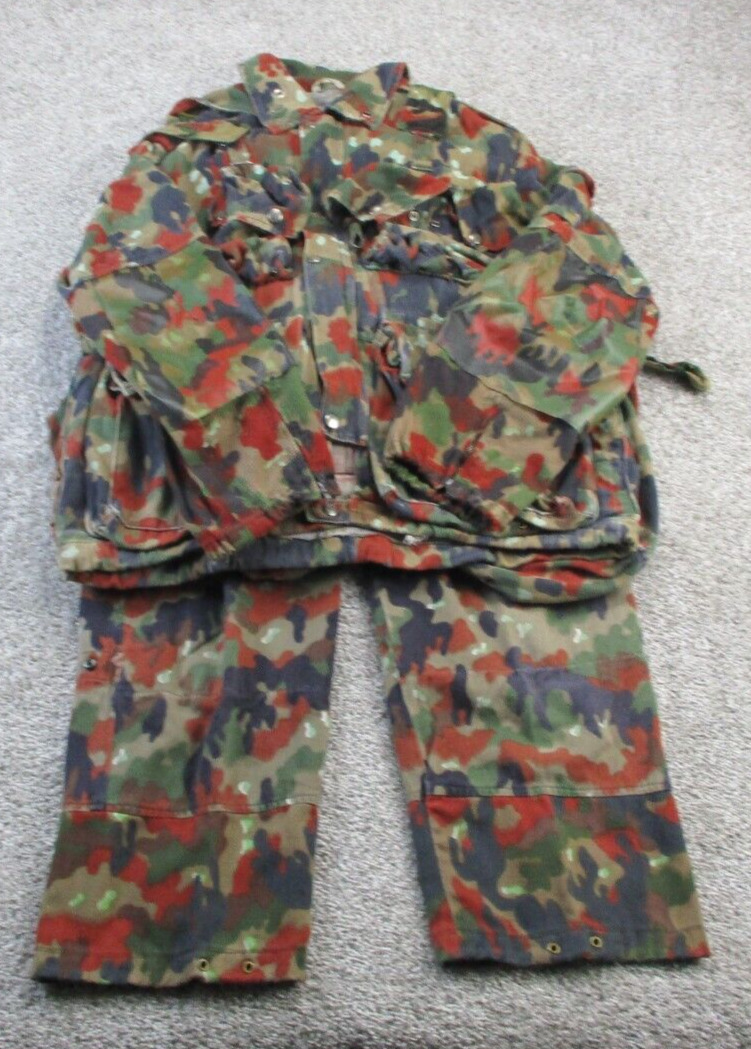 Vintage 70s Swiss Army Sniper GM72 Alpenflage Camo Jacket Pants Mens 48 Medium