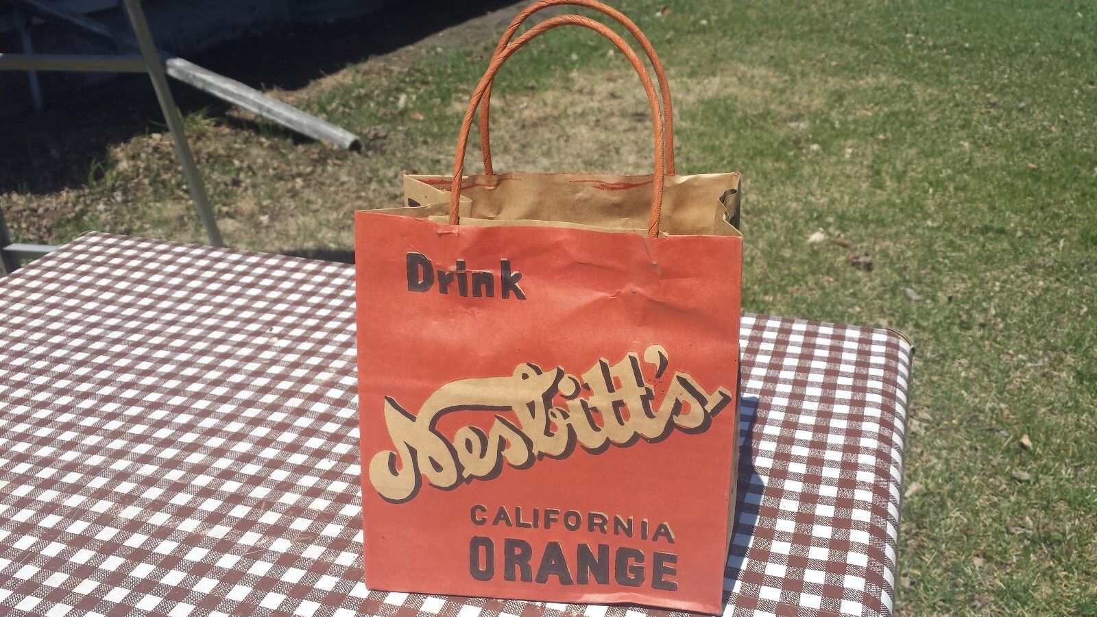 Rare 1950\'s Nesbitt\'s California Orange Soda Pop 6 Pack Shopping Bag Carrier