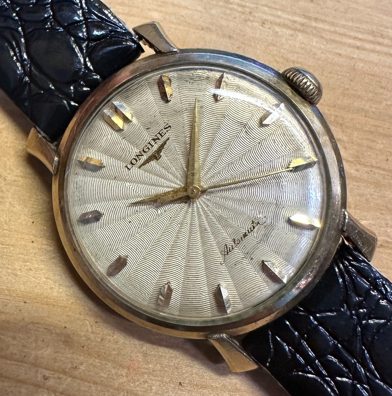 RARE 1950s LONGINES 19AS Swiss Automatic 10k Gold Filled 17J 34mm Wrist Watch