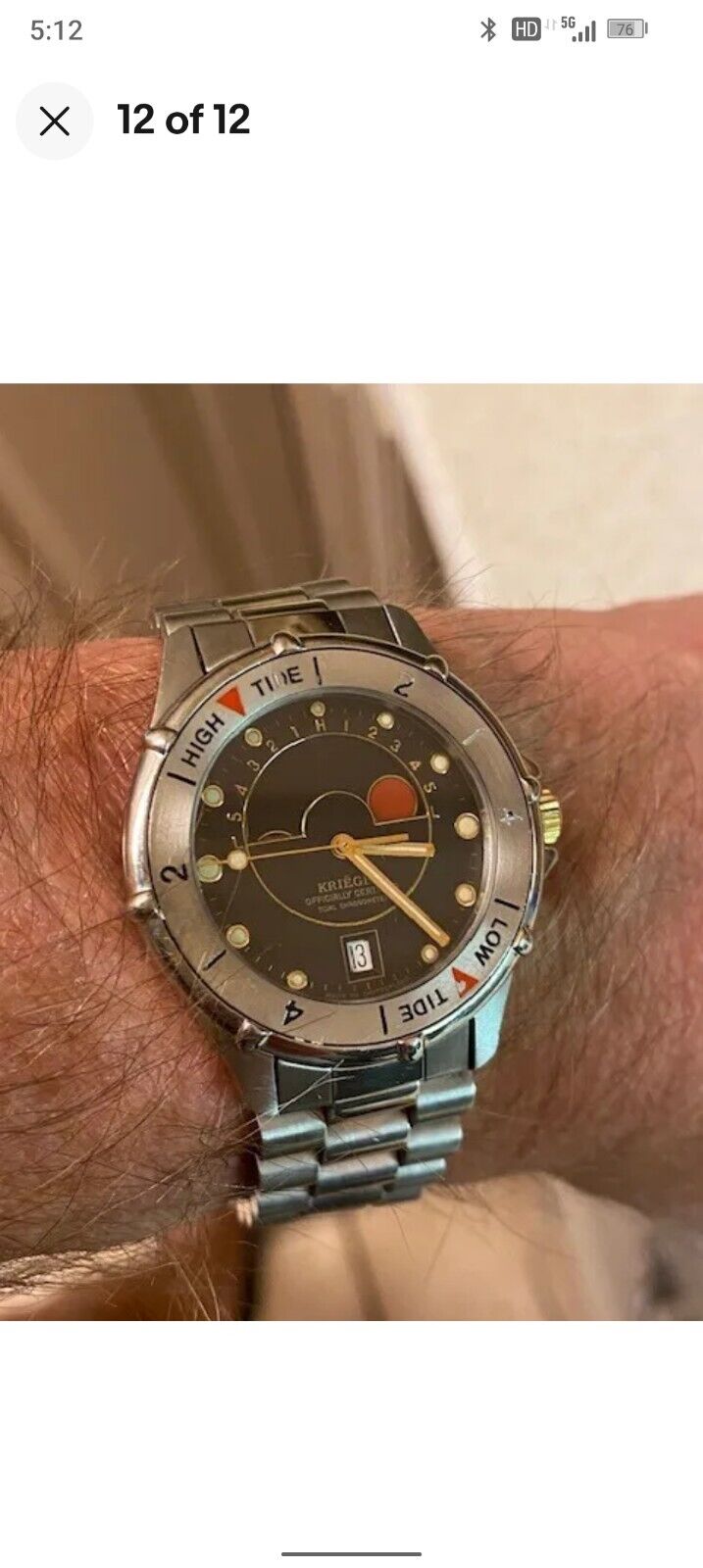 Very Rare Krieger Tidal Chronometer 20 ATM Quartz Watch 18K Crown