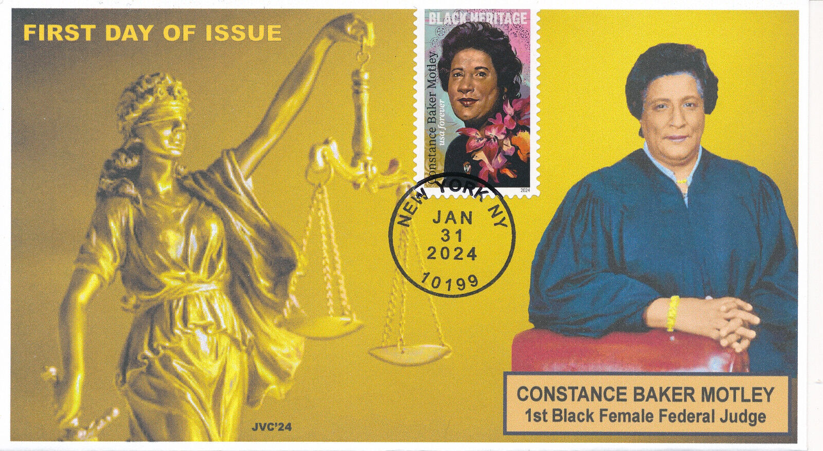 JVC CACHETS - 2024 CONSTANCE BAKER MOTLEY FIRST DAY COVER FDC L.E. 20 DESIGN #2