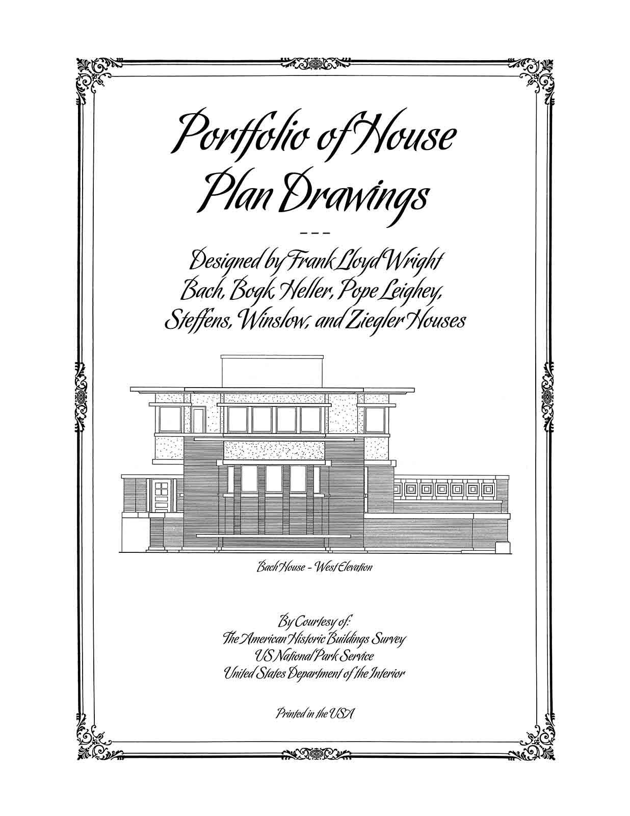 Frank Lloyd Wright Portfolio of House Plan Drawings - Plan Book