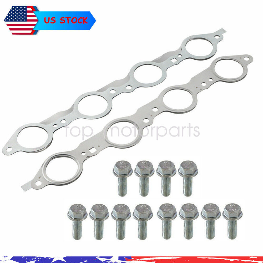 LS MLS Exhaust Manifold Header Gasket Pair W/Bolts For LS1 4.8 5.3 5.7 6.0 6.2L