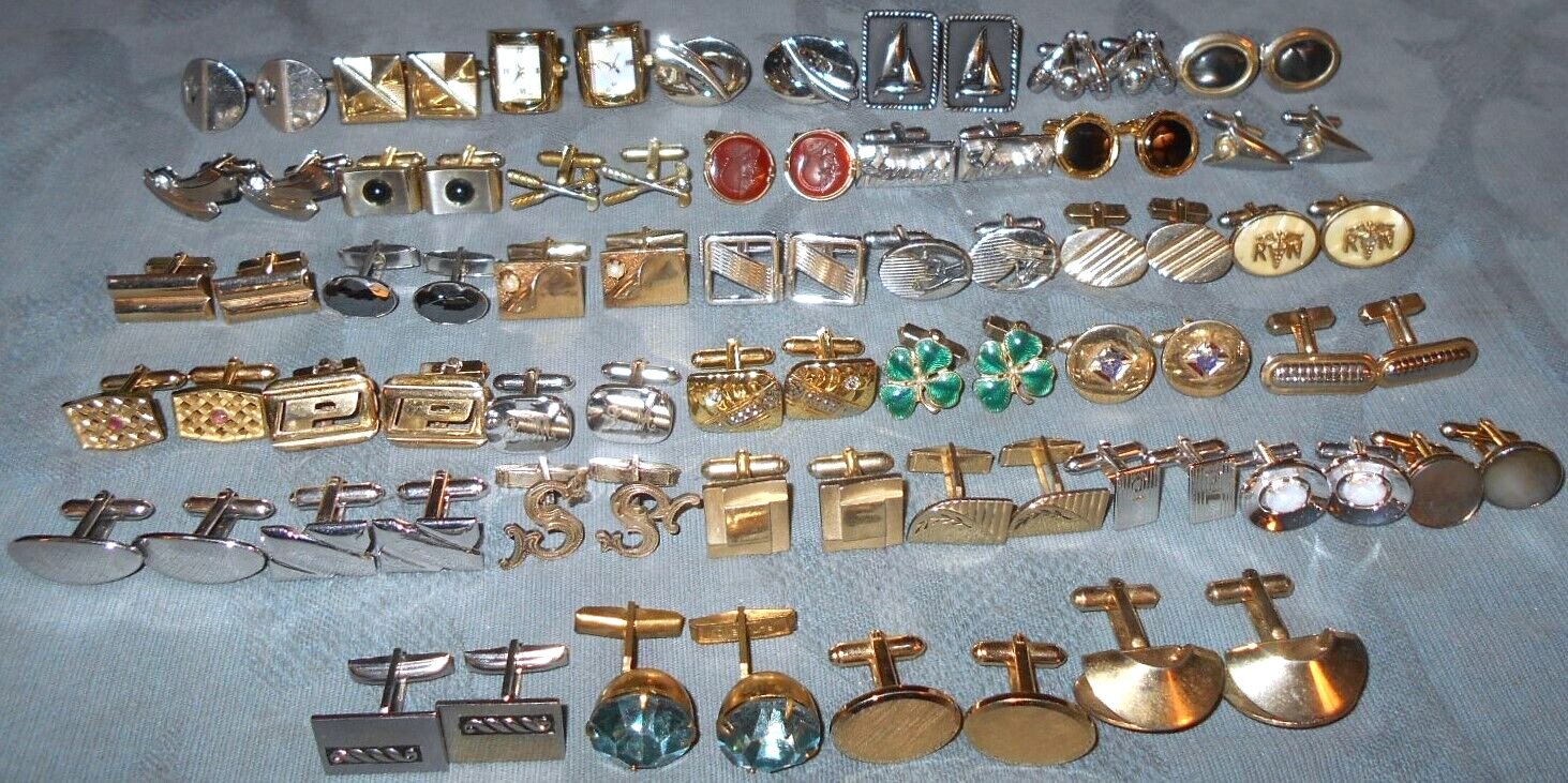 Great Lot  40 pair  Mostly Vintage  Cufflinks  Many Designs & Decorations