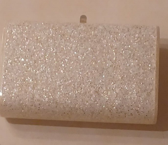 Vintage Mcm  White Lucite Glitter Confetti Clutch Purse Handbag